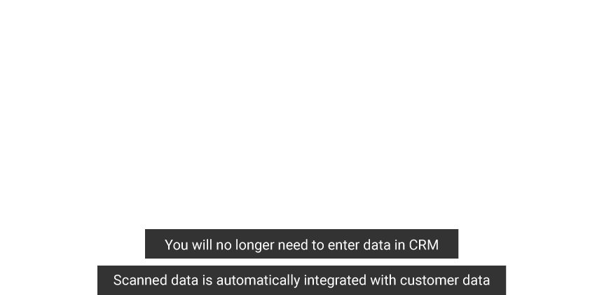 Simply scan and convert paper documents into text data “Automatically” in the cloud. CLOUD SERVICE SASSKE You will no longer need to enter data in CRM Scanned data is automatically integrated with customer data